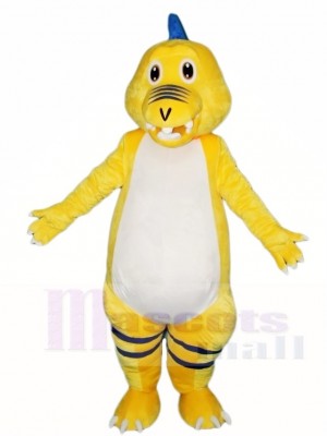 Yellow Dinosaur with Blue Spikes Mascot Costumes Animal 