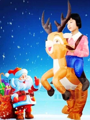 Ride On Reindeer Inflatable Halloween Christmas Xmas Costumes for Kids