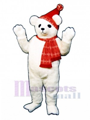 Snow Bear with Hat & Scarf Mascot Costume