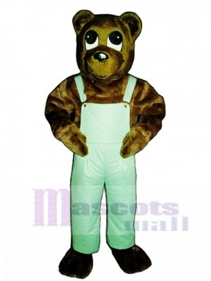 Cute Cutesy Bear with Bib Overalls Mascot Costume