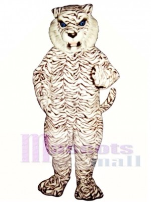 Cute Blue-Eyed White Tiger Mascot Costume