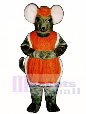 Granny Mouse with Glasses, Hat & Apron Mascot Costume