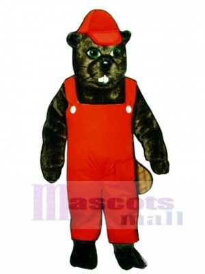 Lumberjack Beaver with Overalls & Hat Mascot Costume