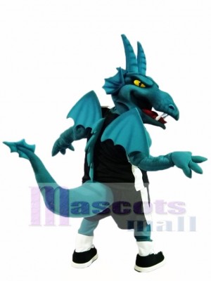 Turquoise Dragon with Wings Mascot Costumes