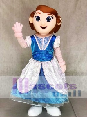 Princess Mascot Costumes in Blue and White Dress