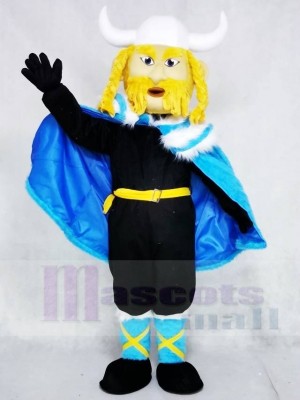 Thor the Giant Viking with Blue Cloak Mascot Costumes People