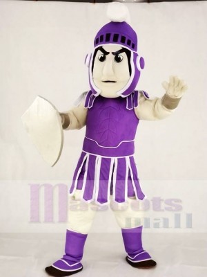 Purple Spartan Trojan Knight Sparty with Shield Mascot Costumes People