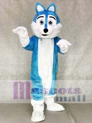 Blue and White Wolf Fursuit Mascot Costumes Animal