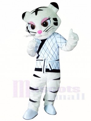 White Kung Fu Judo Tiger Tigress Mascot Costumes Animal 