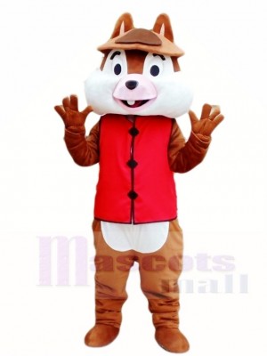 One Tooth Squirrel in Red Vest Mascot Costumes Animal 