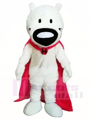 White Dog with Pink Cloak Mascot Costumes Animal
