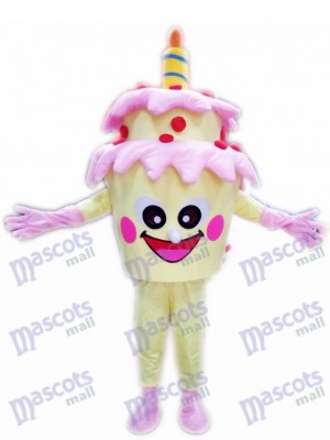 Two-Layer Birthday Cake with Candle Mascot Costume Food Dessert