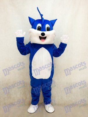 Blue Cat Adult Mascot Costume with White Belly Animal 