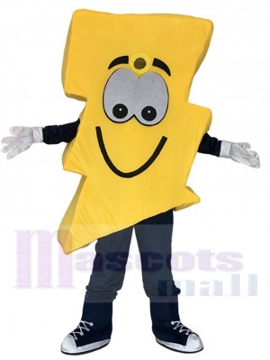 Cute Yellow Lightning Bolt Mr. Electric Mascot Costume