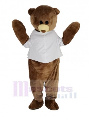 Cute Brown Bear with White Vest Mascot Costume