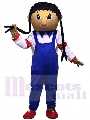 Blue Overalls Cowgirl Mascot Costumes
