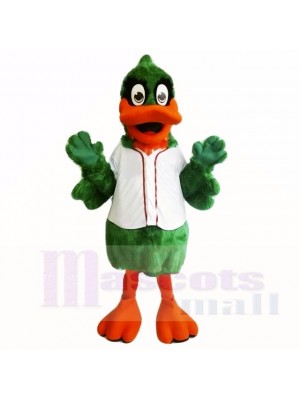 Green Duck with White Shirt Mascot Costumes Cartoon