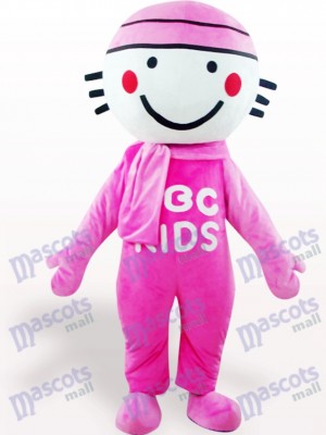 Pink Round Head Doll Cartoon Adult Mascot Costume