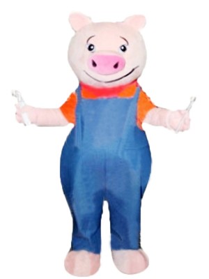 Funny Pig with Blue Overalls Mascot Costumes Animal