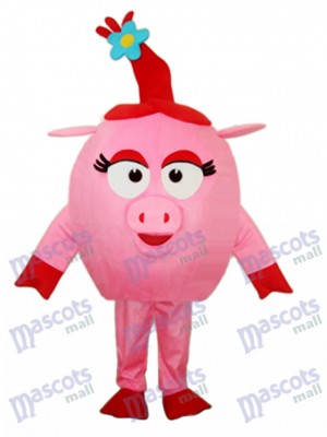 Red Round Pig Mascot Adult Costume