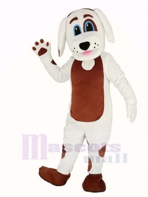 White Dog with Brown Belly Mascot Costume