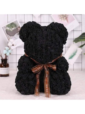 Black Rose Teddy Bear Flower Bear Best Gift for Mother's Day, Valentine's Day, Anniversary, Weddings and Birthday