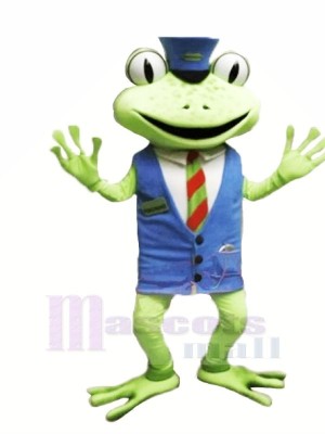 Frog with Blue Vest Mascot Costumes