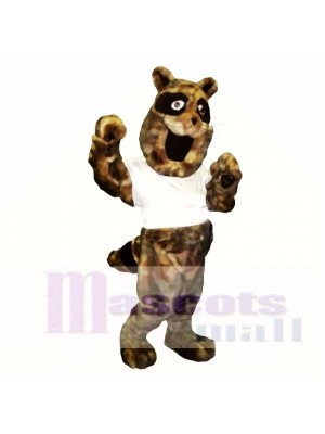 Sport Racoon with White Shirt Mascot Costumes Cartoon