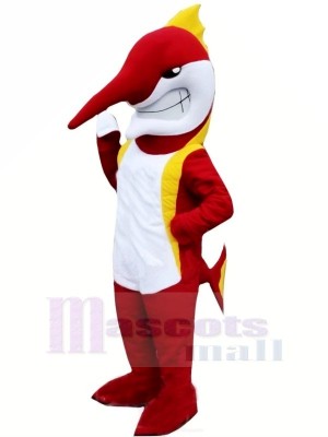 Red Marlin Fish Mascot Costume Cartoon