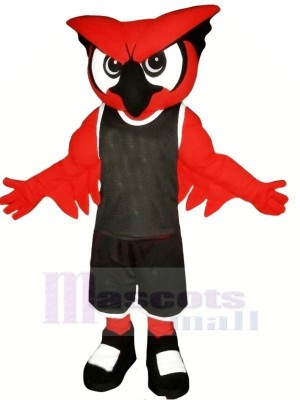 Red Owl with Black Suit Mascot Costumes