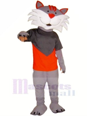Happy Grey Cat Mascot Costumes Cartoon