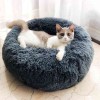 Long Plush Super Soft Pet Round Bed Improved Sleep for Cats Small Medium Dogs