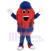 Blue and Red Car Wash Cleaning Brush Mascot Costume