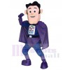 Super Hero in Purple and Blue Mascot Costumes People