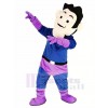 Super Hero in Purple and Blue Coat Mascot Costume People