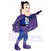 Super Hero in Purple and Blue Mascot Costumes People