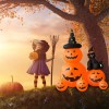 6ft Inflatable Witch Pumpkins with Black Cat with LED lights Halloween Holiday Decoration Outdoor Yard Lawn Art Decor