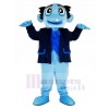 Blue Ghost with Black Coat Mascot Costume