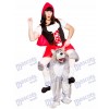 Adults Carry Me Wolf With Little Red Riding Hood Mascot Costume Fancy Dress Halloween Outfit