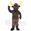 Cute Dark Brown Hunter Moose with Hat Mascot Costumes Animal