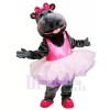 Pink Skirt Ballerina Hippo Mascot Costume Animal