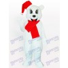 White Bear with Santa Hat Adult Mascot Costume