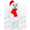 White Bear with Santa Hat Adult Mascot Costume