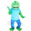 Big Green Frog with Blue T-shirt Mascot Costumes Animal