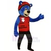Blue Bear with Red Hat Mascot Costumes Animal