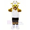 Brown Fluffy Cow with White T-shirt Mascot Costumes Animal