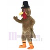 Light Brown Thanksgiving Turkey Mascot Costume with Hat AnimalLight Brown Thanksgiving Turkey Mascot Costume with Hat Animal