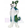 Green and Blue Husky Dog Fursuit Mascot Costume Animal