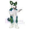 Green and Blue Husky Dog Fursuit Mascot Costume Animal