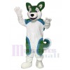 Green and Blue Husky Dog Fursuit Mascot Costume Animal